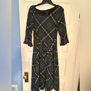 Plaid Green, Blue and Black Dress- 70’s Retro Style